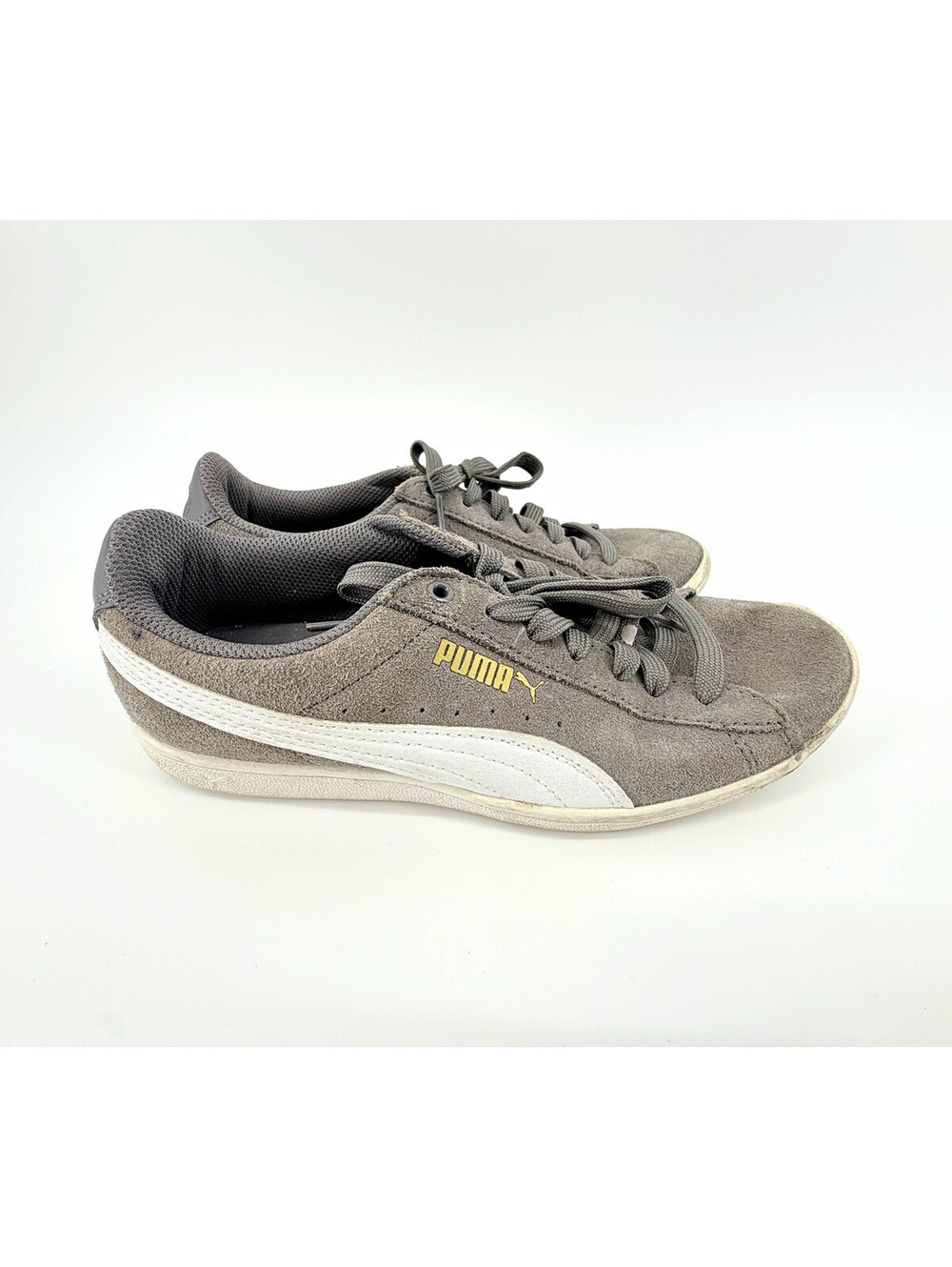 PUMA Gray Suede Low Top Lace-Up Athletic Sneakers Rubber Sole 356722 01